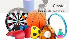  Presentation with octopus on isolated white - Colorful presentation theme enhanced with sports badminton - sporting goods isolated on white backdrop and a light gray colored foreground