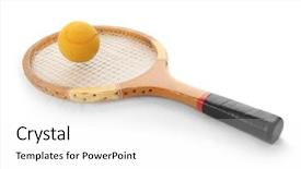  Presentation with 1970s - Slide deck enhanced with sports badminton - tennis ball and racket background and a white colored foreground