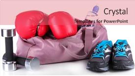  Presentation with sports - Colorful presentation design enhanced with sports bag with sports equipment backdrop and a coral colored foreground