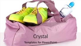  Presentation with sports - Amazing slide deck having sports bag with sports equipment backdrop and a soft green colored foreground