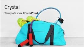  Presentation with sports - Slide deck enhanced with sports bag with sports equipment background and a white colored foreground