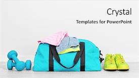  Presentation with bag - Cool new slides with sports bag with sports equipment backdrop and a white colored foreground