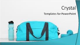  Presentation with sports - Presentation featuring sports bag with sports equipment background and a white colored foreground