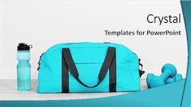  Presentation with bag - Slide set featuring sports bag with sports equipment background and a white colored foreground