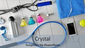  Presentation with sport - PPT theme with sports balls - sport equipment with mobile phone background and a light blue colored foreground