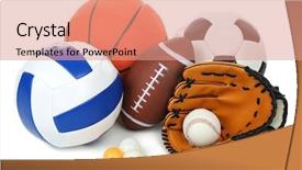  Presentation with sports balls - Beautiful presentation theme featuring sports balls isolated on white backdrop and a coral colored foreground