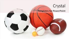  Presentation with sports balls - Beautiful presentation theme featuring sports balls isolated on white backdrop and a lemonade colored foreground