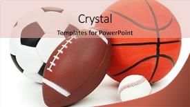  Presentation with sports balls - Colorful presentation theme enhanced with sports balls isolated on white backdrop and a coral colored foreground