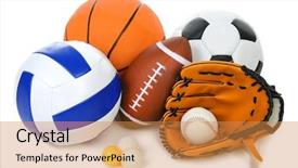  Presentation with sports balls - Presentation featuring sports balls isolated on white background and a gold colored foreground