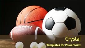  Presentation with sports balls - Colorful PPT layouts enhanced with sports balls on black background backdrop and a  colored foreground