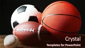  Presentation with sports balls - Slide set featuring sports balls on black background background and a wine colored foreground