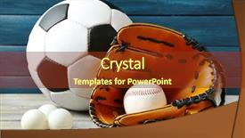  Presentation with sports balls - Theme with sports balls on wooden background background and a  colored foreground