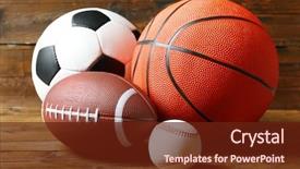  Presentation with sports balls - PPT layouts with sports balls on wooden background background and a tawny brown colored foreground