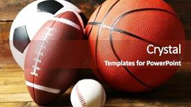  Presentation with sports balls - Cool new presentation with sports balls on wooden background backdrop and a tawny brown colored foreground