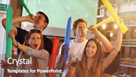  Presentation with sports bar - Amazing presentation design having sports bar - group of friends watching soccer backdrop and a tawny brown colored foreground