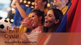  Presentation with sports bar sports bar - PPT theme enhanced with sports bar - group of friends watching soccer background and a red colored foreground