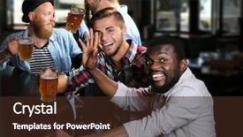  Presentation with fun - Amazing slide deck having sports bar - happy friends having fun backdrop and a wine colored foreground