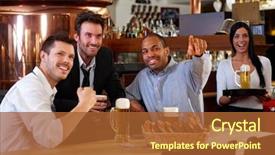  Presentation with pub - Amazing PPT layouts having sports bar - happy friends having leisure backdrop and a red colored foreground