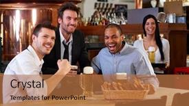  Presentation with pub - Slides enhanced with sports bar - happy friends having leisure background and a coral colored foreground