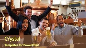  Presentation with pub - Slide deck having sports bar - happy friends in pub watching background and a tawny brown colored foreground