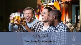  Presentation with sports bar - Beautiful slide set featuring sports bar - happy men with beer backdrop and a seafoam green colored foreground