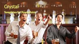  Presentation with sports bar sports bar - Theme enhanced with sports bar - three men with beer rejoice background and a tawny brown colored foreground