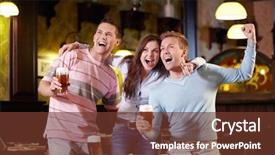  Presentation with young people in the club - Audience pleasing slides consisting of sports bar - young people rejoice backdrop and a tawny brown colored foreground