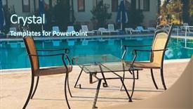  Presentation with water sports - Slide deck with sports bar lounge - water pool and cafe background and a ocean colored foreground