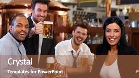  Presentation with pub - Audience pleasing presentation consisting of sports bar sports bar - happy friends having fun backdrop and a tawny brown colored foreground