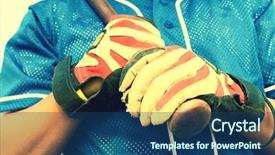  Presentation with baseball - Slides having sports baseball - batter wearing gloves background and a ocean colored foreground