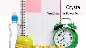  Presentation with green apple - Colorful slide set enhanced with sports book - green alarm clock apple bottle backdrop and a lemonade colored foreground