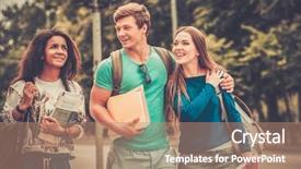  Presentation with multi ethnic group - Audience pleasing presentation theme consisting of sports book - group of multi ethnic students backdrop and a  colored foreground