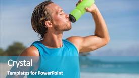  Presentation with drinking water - Colorful PPT theme enhanced with sports bottle drink sport man backdrop and a teal colored foreground