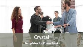  Presentation with managers - Cool new PPT theme with sports brand - managers discussing with the client backdrop and a  colored foreground