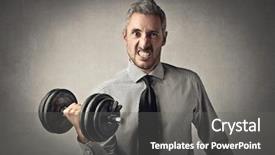  Presentation with all is well - Presentation theme consisting of sports business - well-trained businessman background and a gray colored foreground
