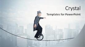  Presentation with brave - Theme consisting of sports business suit - brave guy riding a monocycle background and a sky blue colored foreground