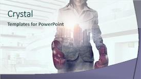  Presentation with fight - Theme enhanced with sports business suit - determined to fight for success background and a sky blue colored foreground