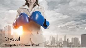  Presentation with success - Slide deck enhanced with sports business suit - she is fighter for success background and a lemonade colored foreground