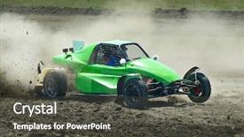  Presentation with car racing track - Colorful slide set enhanced with sports car racing backdrop and a dark gray colored foreground