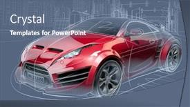  Presentation with car design - Beautiful PPT theme featuring sports-car-sketch-original-car backdrop and a ocean colored foreground