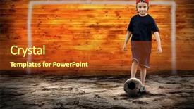  Presentation with ball sports - Amazing slides having sports card - football player and grunge ball backdrop and a crimson colored foreground