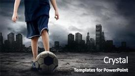  Presentation with ball sports - Beautiful theme featuring sports card - football player and grunge ball backdrop and a wine colored foreground