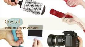  Presentation with white differene - Amazing presentation theme having sports card design - different things in hands isolated backdrop and a  colored foreground