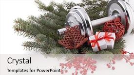  Presentation with olive tree branch ripe - Audience pleasing slides consisting of sports card design - dumbbell fir tree branches gifts backdrop and a light gray colored foreground