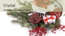  Presentation with fir tree - PPT layouts consisting of sports card design - dumbbell fir tree branches gifts background and a mint green colored foreground