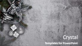  Presentation with fir tree - Slides with sports card design - dumbbell fir tree branches gifts background and a gray colored foreground