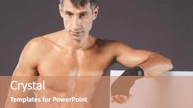  Presentation with blank - Amazing presentation theme having sports card design - muscular man holding blank backdrop and a  colored foreground