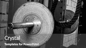  Presentation with sports bar sports bar - Presentation theme having sports center - barbells in a gym bar background and a dark gray colored foreground