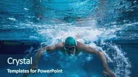  Presentation with swimming pool - Slide deck featuring sports center - fit swimmer training by himself background and a ocean colored foreground