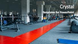  Presentation with nobody - Colorful theme enhanced with sports center - gym nobody empty fitness club backdrop and a ocean colored foreground